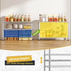 Snhomee 35.4" W Shelving Units with Wheels & Gaskets, 2-Tier Wire Rack Shelving Height Adjustable for Living Room, Kitchen & Bathroom