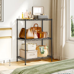 Snhomee 3-Shelf Metal Storage Shelves, 165 LBS Adjustable Wire Shelving, Small Shelving Units for Kitchen, Office, Living Room