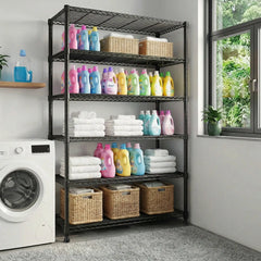 Snhomee 35''W 6‑Tier Adjustable Metal Wire Shelving Unit, 1000lbs Heavy Duty Storage Shelf Rack for Pantry, Kitchen, Basement, Garage & Closet