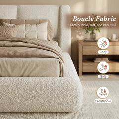 Snhomee Cloud Bed Frame with Headboard Protection, Upholstered Soft Bed Frame for Minimalist & Modern Bedroom