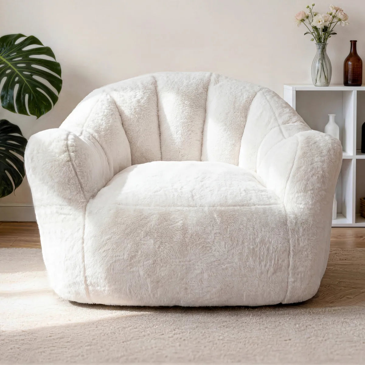 Snhomee  45.7"W Giant Bean Bag Chair for All Ages, with Storage Pocket and Non-Slip Base, Use for Living Room, Bedroom & Game Room