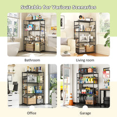 Snhomee 23.6" W Storage Shelving, Heavy Duty Utility Shelves with Hooks & Adjustable Leveling Feet for Home, Kitchen, Office, Bathroom
