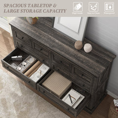 55.11"W Wood Dresser with 10 Drawers for Bedroom, Chests of Drawers with Smooth Metal Rail for Large and Wide TV Stand Hallway