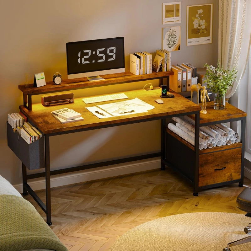 Snhomee_57_in_Computer_Desk_with_Drawer_Gaming_Desk_with_Moniter_Stand