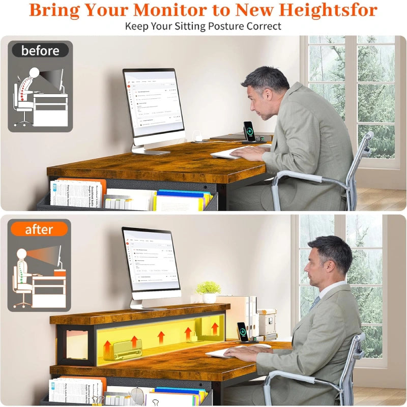 Snhomee_Computer_Desk_with_Drawer_Gaming_Desk_with_Moniter_Stand