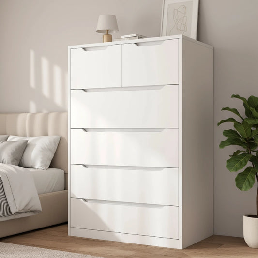 Snhomee Solid Wood 6 Drawers Dresser, Tall Chest of Drawers for Bedroom, Living Room, Closet, Hallway 800