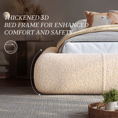Snhomee Soft Bed Frames with Rounded Corners & Metal Slat Support, Easy Assembly Cloud Bed Frame for Bedroom