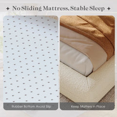 Snhomee Soft Bed Frames with Rounded Corners & Metal Slat Support, Easy Assembly Cloud Bed Frame for Bedroom