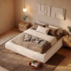 Snhomee Soft Bed Frames with Rounded Corners & Metal Slat Support, Easy Assembly Cloud Bed Frame for Bedroom