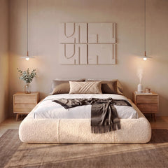 Snhomee Soft Bed Frames with Rounded Corners & Metal Slat Support, Easy Assembly Cloud Bed Frame for Bedroom