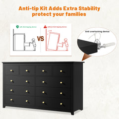 10-Drawer Dresser 52" Wide - Heavy Duty Storage for Bedroom & Living Room, Fits 65" TVs