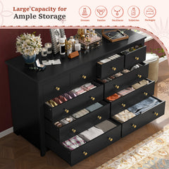 10-Drawer Dresser 52" Wide - Heavy Duty Storage for Bedroom & Living Room, Fits 65" TVs