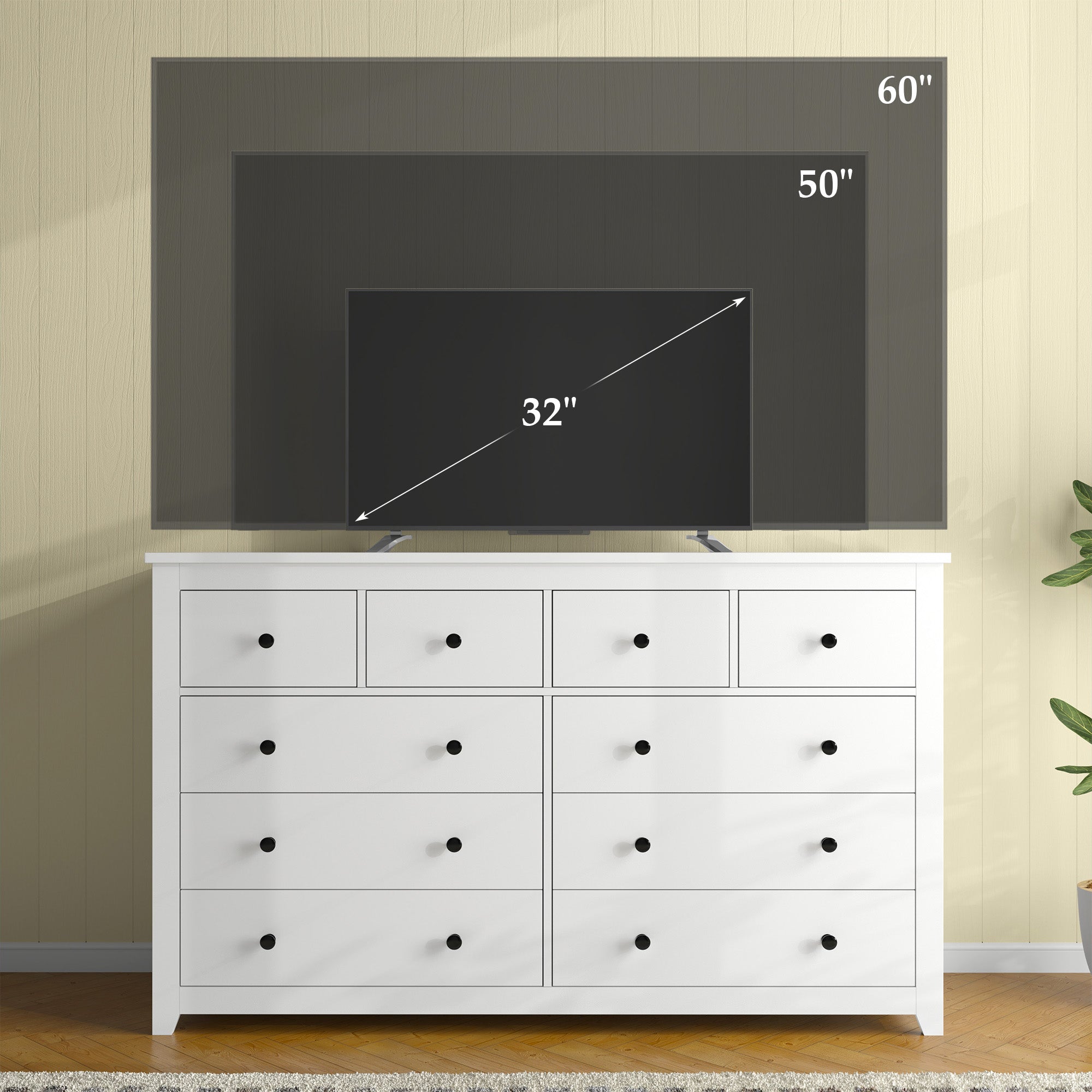 Snhomee 10-Drawer Wooden Chest of Drawers, 52" Extra Wide Dresser for Bedroom Living Room Hallway 52"W x 15.7"D x 36.5"H / Black Snhomee 10-Drawer Wooden Chest of Drawers, 52" Extra Wide Dresser for Bedroom Living Room Hallway 52"W x 15.7"D x 36.5"H / Black