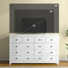 10-Drawer Dresser 52" Wide - Heavy Duty Storage for Bedroom & Living Room, Fits 65" TVs