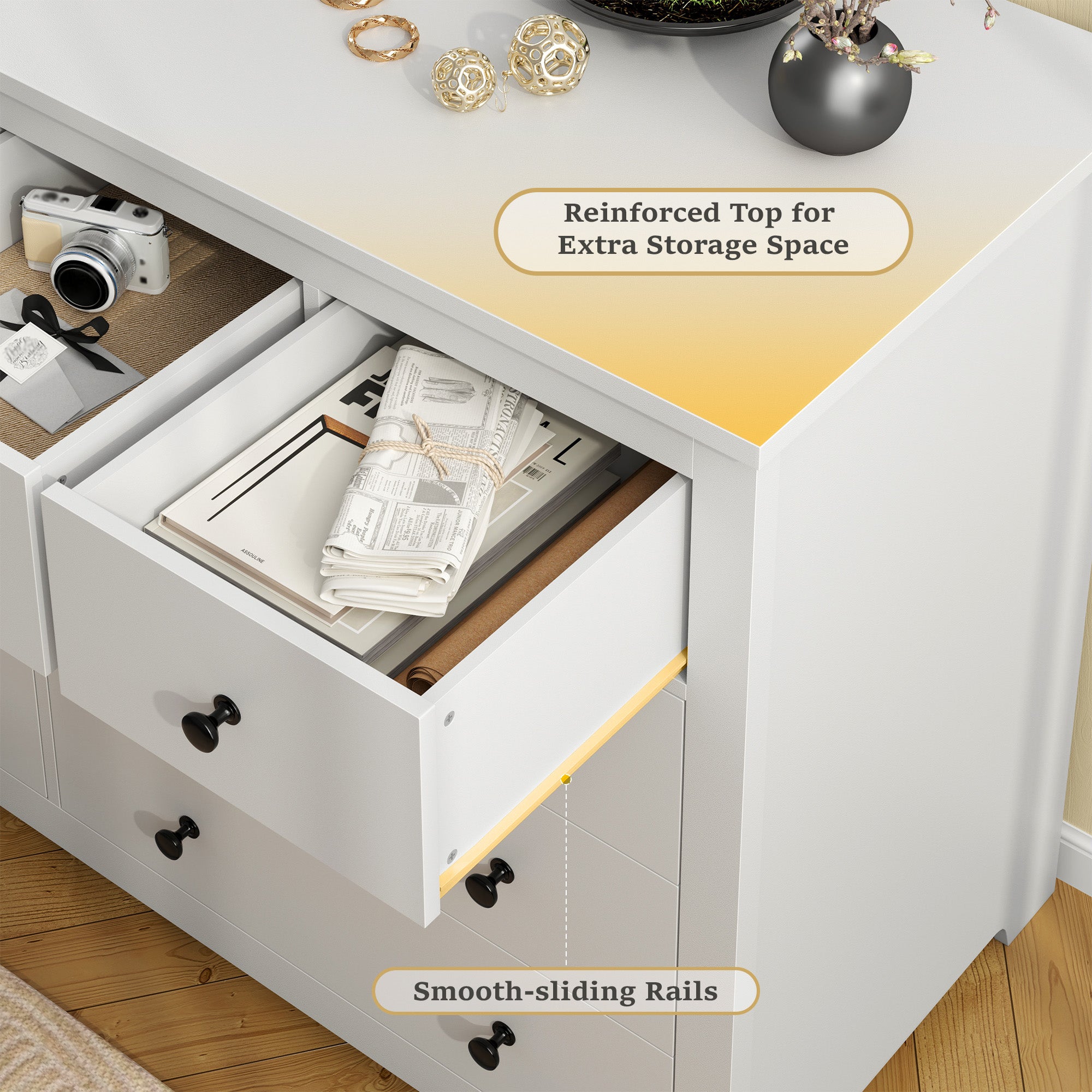 Snhomee 10-Drawer Wooden Chest of Drawers, 52" Extra Wide Dresser for Bedroom Living Room Hallway 52"W x 15.7"D x 36.5"H / Black Snhomee 10-Drawer Wooden Chest of Drawers, 52" Extra Wide Dresser for Bedroom Living Room Hallway 52"W x 15.7"D x 36.5"H / Black