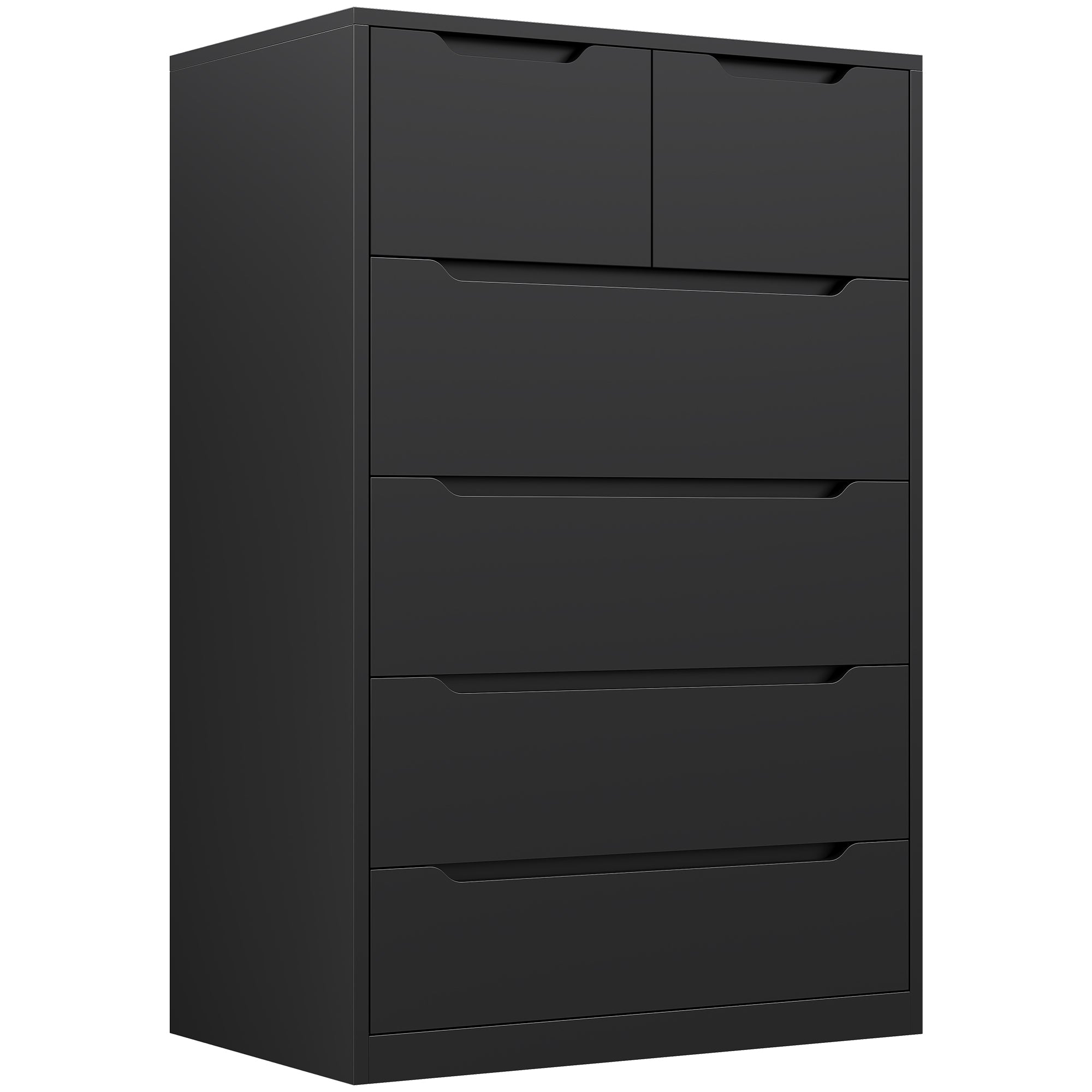 Wood Dresser with 6 Drawers - Modern Bedroom Chest, 250LB Top Weight Capacity, Deep Storage Drawers, Space-Saving Storage for Hallway, Closet, Dorm/Apartment