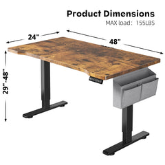 Snhomee 48" Electric Standing Desk with LED, Adjustable Height Computer Desk for Home Office, Sit Stand Desk with Ergonomic Design