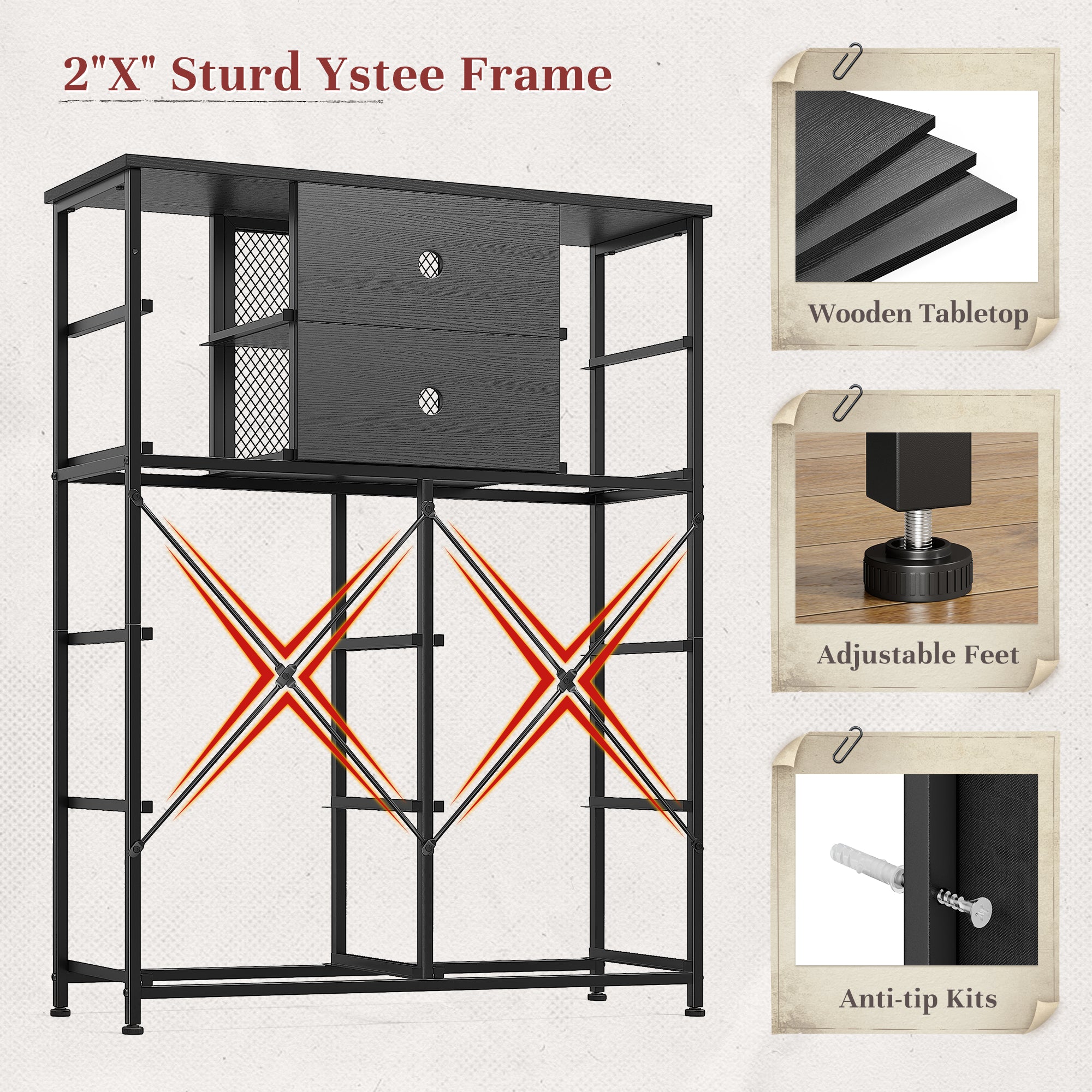 metal mesh dresser Modern 8-drawer Dresser Tv Stand With Metal Mesh Doors & Built-in Outlets