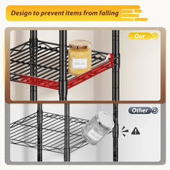 Snhomee 12" Narrow 5-Tier Wire Shelving Unit,Adjustable Storage Shelves, Wire Shelves Storage Rack Standing Bathroom Shelf,Metal Storage Rack for Kitchen Pantry Closet Laundry Dorm Office