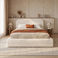 Snhomee Cloud Bed Frame with Headboard,Upholstered with Round Edges,Boucle Platform Bed for Modern Bedrooms & Apartments & Guest Rooms