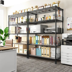 Snhomee 5-Tier Metal Shelving Unit with 771 lbs Capacity - Adjustable Storage Rack with Side Blockers & Hooks