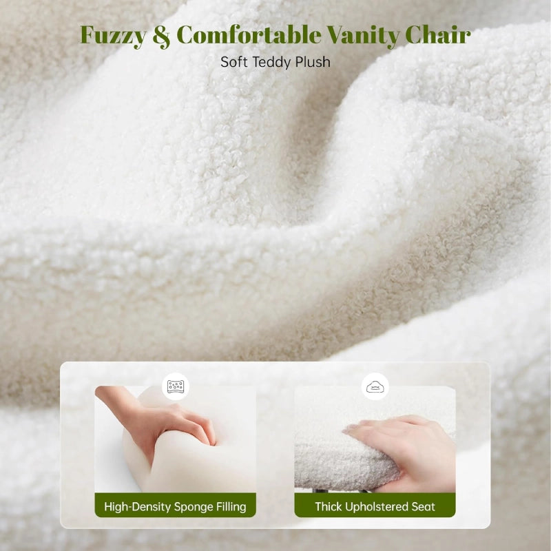 WhiteVanityChairwithsofttedyplush