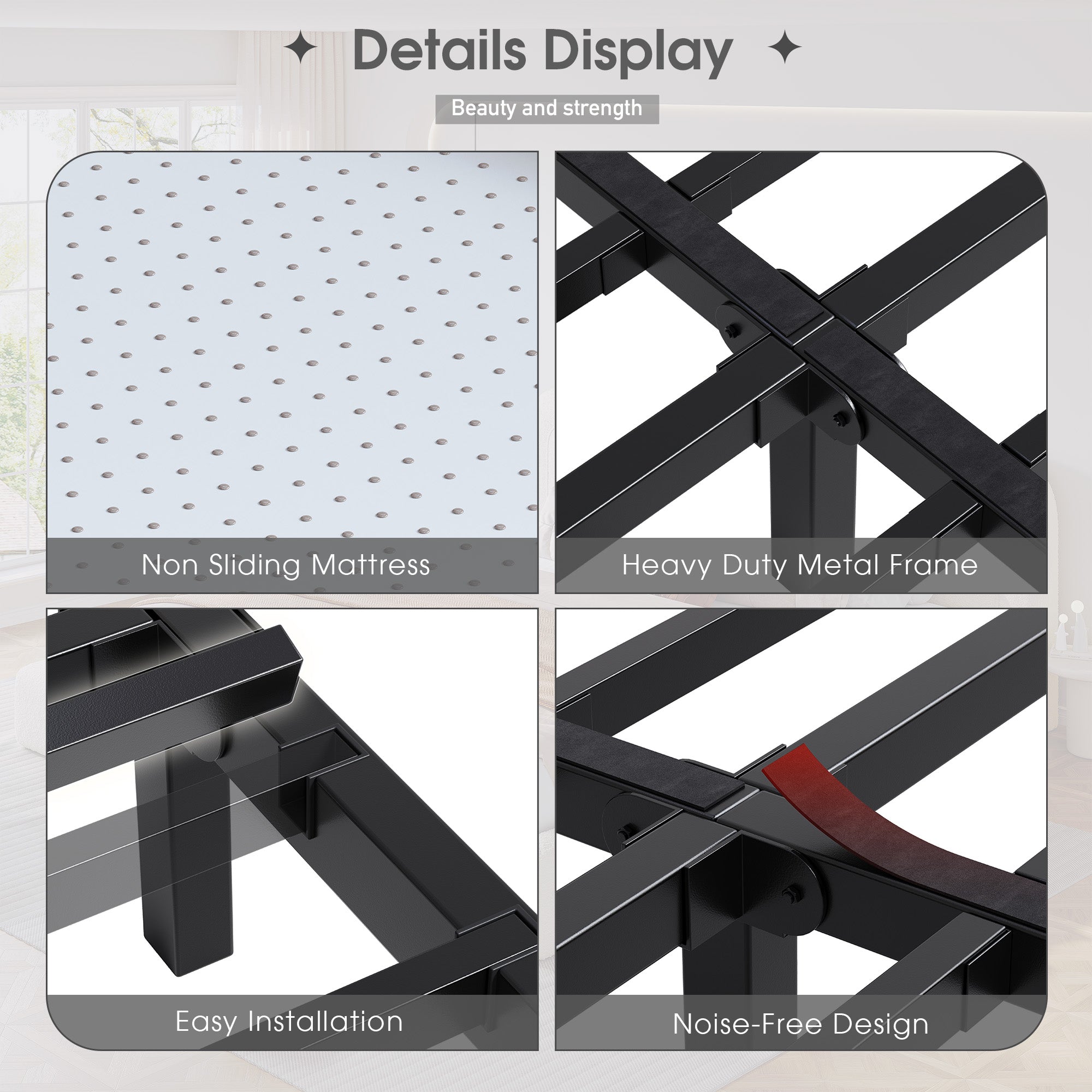 White Cloud Upholstered Bed Frame with Headboard – Soft Rounded Corners, Silent & Modern Design for Cozy Bedrooms and Apartments