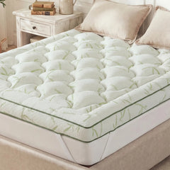 Snhomee Mattress Topper, Thick Design for Back Pain Relief, Bamboo Viscose Pillow Top, Cooling for Hot Sleepers, 1200GSM Down Fill