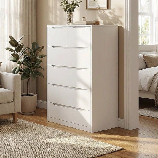 Snhomee 6-Drawer Wood Dresser for Bedroom, Modern Wooden Chest of Drawers for Closet, Living Room, Entryway 800