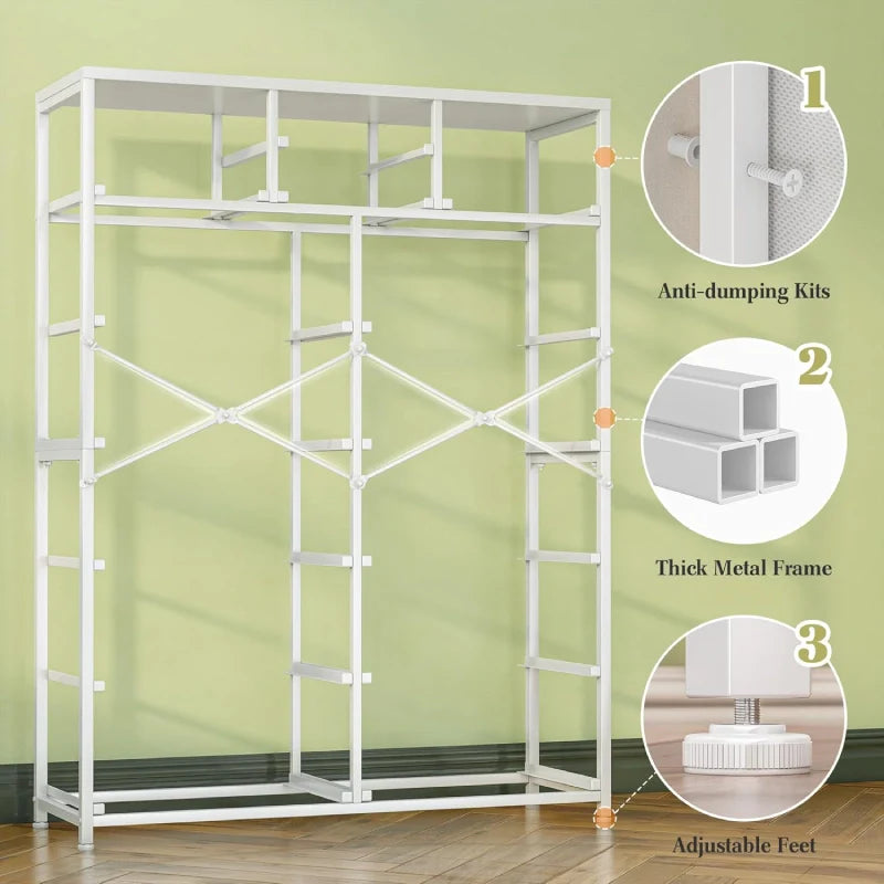 Dresser for Bedroom with 14 Drawers, Tall Dressers for Bedroom, Sturdy Metal Frame & Wood, Top Large Fabric Chest of Drawers, Closet, Livingroom-Clothing & Closet Storage-37.4" L x 11.8" D x 52.2" H-White-snhomee