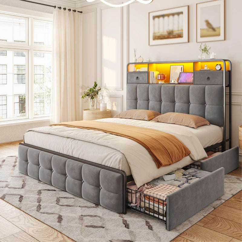 bed frame queen with storage