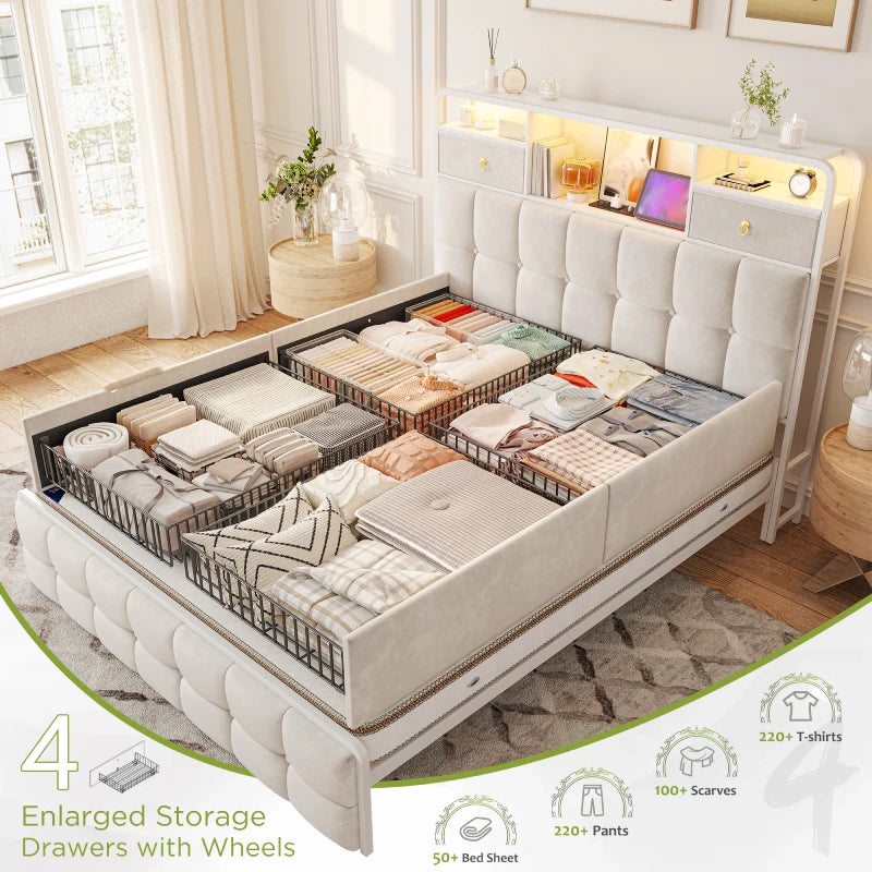 bed frame with 4 drawers
