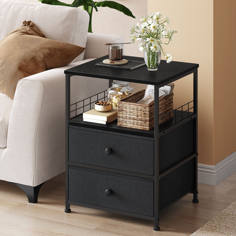 24 Inch Nightstand Set of 2 - Bedside Tables with Drawers, Modern Bedroom Furniture for Small Spaces, Space-Saving Design-Furniture > Nightstand-2-Rustic Brown-snhomee