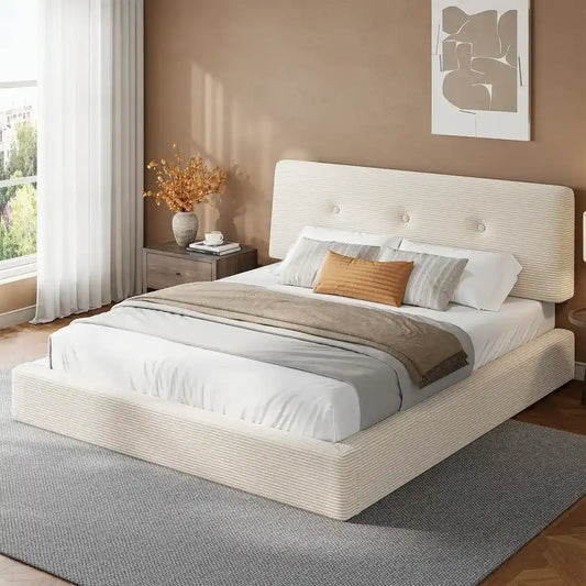 Snhomee Cloud Bed Frame with Adjustable Headboard,Upholstered Bed Frame ,Soft Low-Profile Bed for Minimalist 980