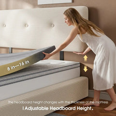 Snhomee Cloud Bed Frame with Adjustable Headboard,Upholstered Bed Frame ,Soft Low-Profile Bed for Minimalist