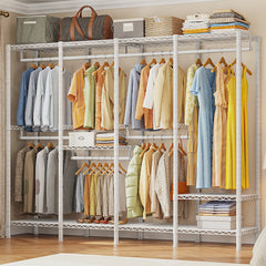 Snhomee 77"H 1150LBS Heavy Duty Freestanding Portable Closet Organizer,Clothes Hanging Rack With Shelves,Garment Rack,Adjustable&Sturdy
