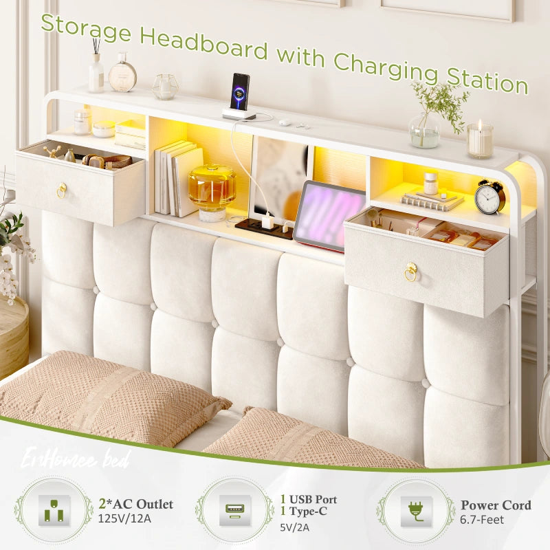 full bed frame with storage