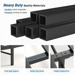 Snhomee LED Metal Bed Frame with 54" Tall Headboard & Footboard, Strong Metal Slats, Noise-Free Design, Under Bed Storage & No Box Spring Needed