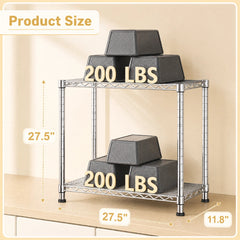 Snhomee 400 LBS 2-Tier Adjustable Metal Wire Storage Rack, Freestanding Shelving for Kitchen, Pantry, Laundry & Closet