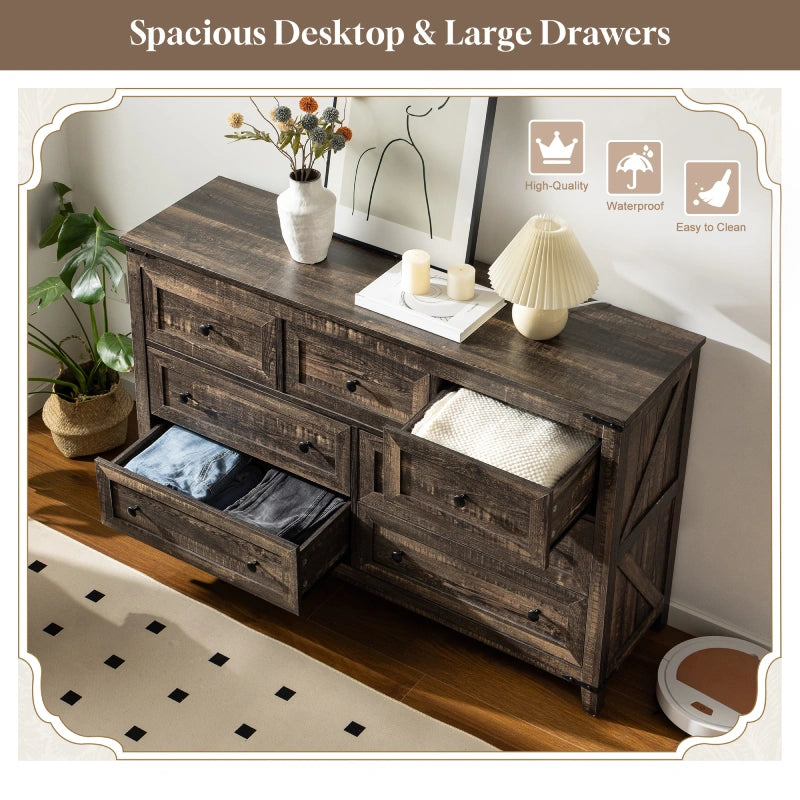 Black walnut color cabinet with a spacious top design and large-capacity drawers