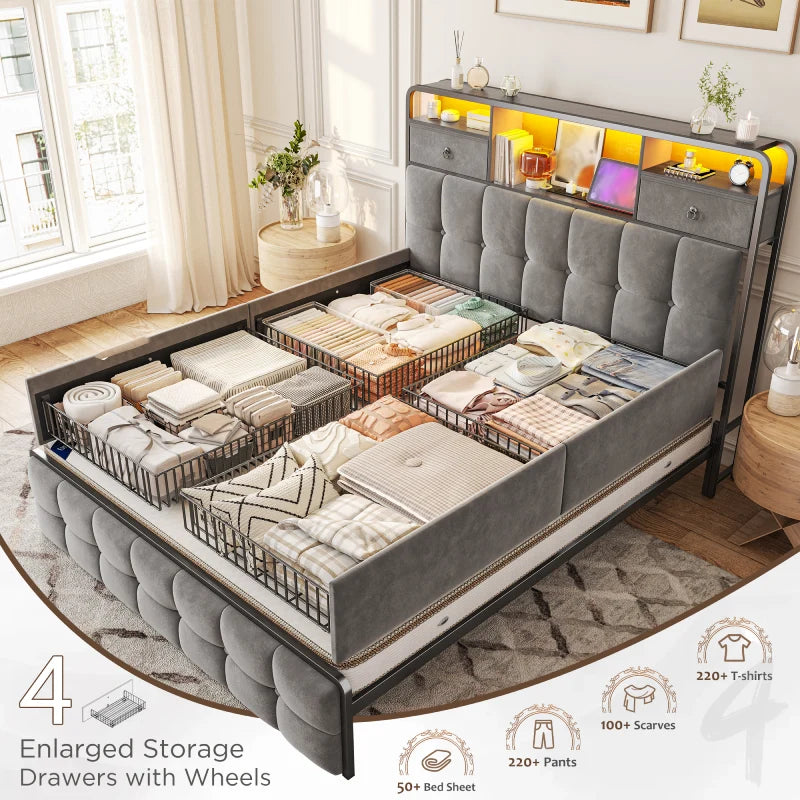 metal bed frames  4 drawers