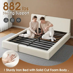 Snhomee Cloud Bed Frame with Adjustable Headboard,Upholstered Bed Frame ,Soft Low-Profile Bed for Minimalist
