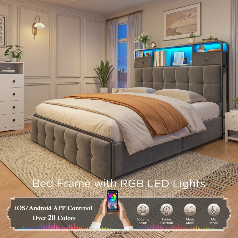 platform bed frame  with led