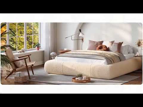 Snhomee Soft Bed Frames with Rounded Corners & Metal Slat Support, Easy Assembly Cloud Bed Frame for Bedroom