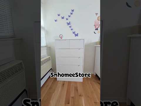 Snhomee 6-Drawer Tall Dresser, Modern Wood Storage Cabinet with Handleless Design, Quiet Glide Drawers & Anti-Tip Safety for Bedroom, Living Room, Entryway