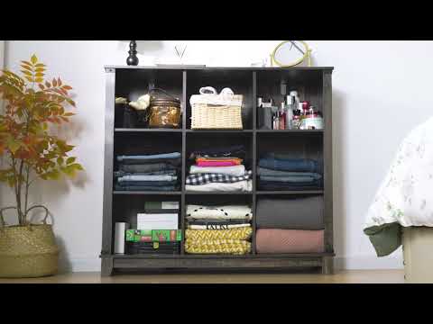 Snhomee 9 Cube Farmhouse Bookshelf, 3-Tier Wooden Cube Storage Organizer with Anti-Tip Design for Living Room, Bedroom & Entryway