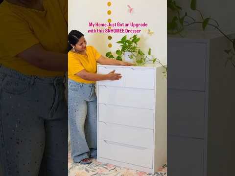 Snhomee 6-Drawer Tall Dresser, Modern Wood Storage Cabinet with Handleless Design, Quiet Glide Drawers & Anti-Tip Safety for Bedroom, Living Room, Entryway