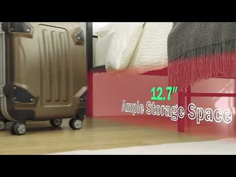 Snhomee 54" LED Metal Bed Frame with Tall Headboard & Footboard, Strong Metal Slats Support and Noise-Free Design with Under Bed Storage & No Box Spring Needed