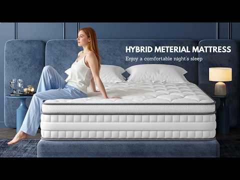 Snhomee Mattress in a Box Memory Foam & Pocket Coils Springs,Motion Isolation Design,Relieve Pressure with Medium Support,Breathable