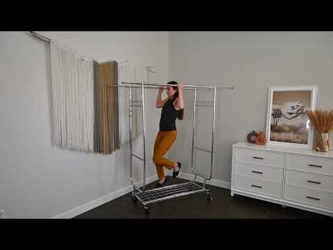 Snhomee Rolling Clothes Rack with Wheels,630LBS Heavy Duty Metal Adjustable Clothes Rack for Hanging,Garment Rack for Bedroom